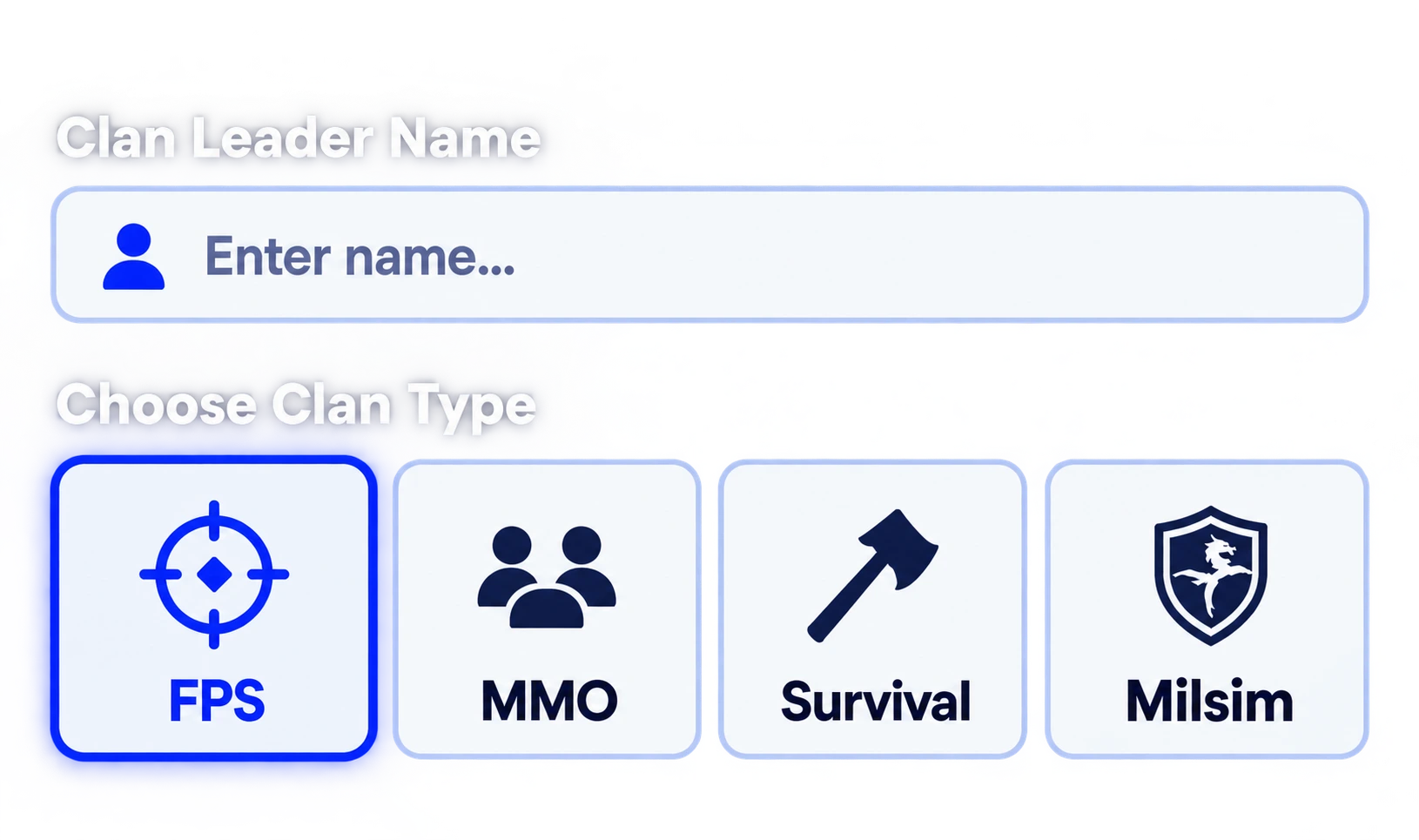 Enter your name and choose a clan type in the Clan Name Generator